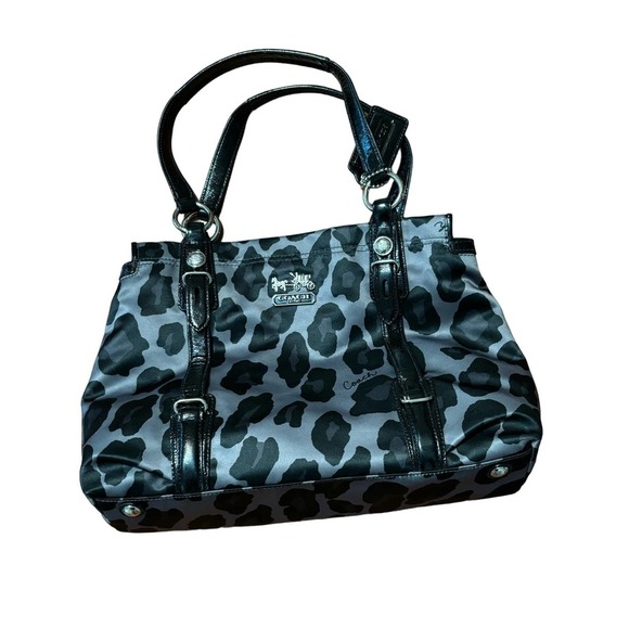 Coach Handbags - Coach Grey/Black Ocelot Satchel -Silver Hardware